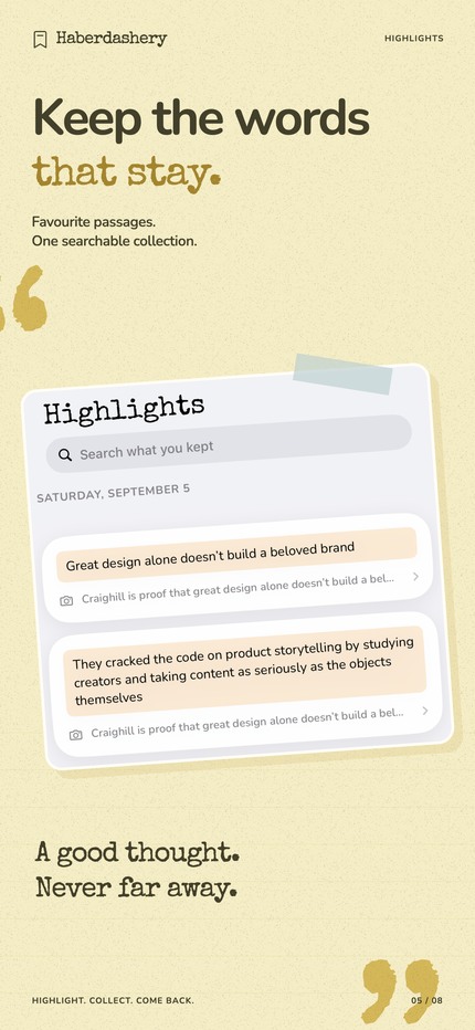 Keep the good parts: Haberdashery app feature artwork